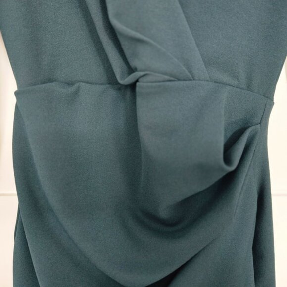 Zara Dark Green V-Neck Faux-Wrap Dress Size XS - Picture 6 of 14